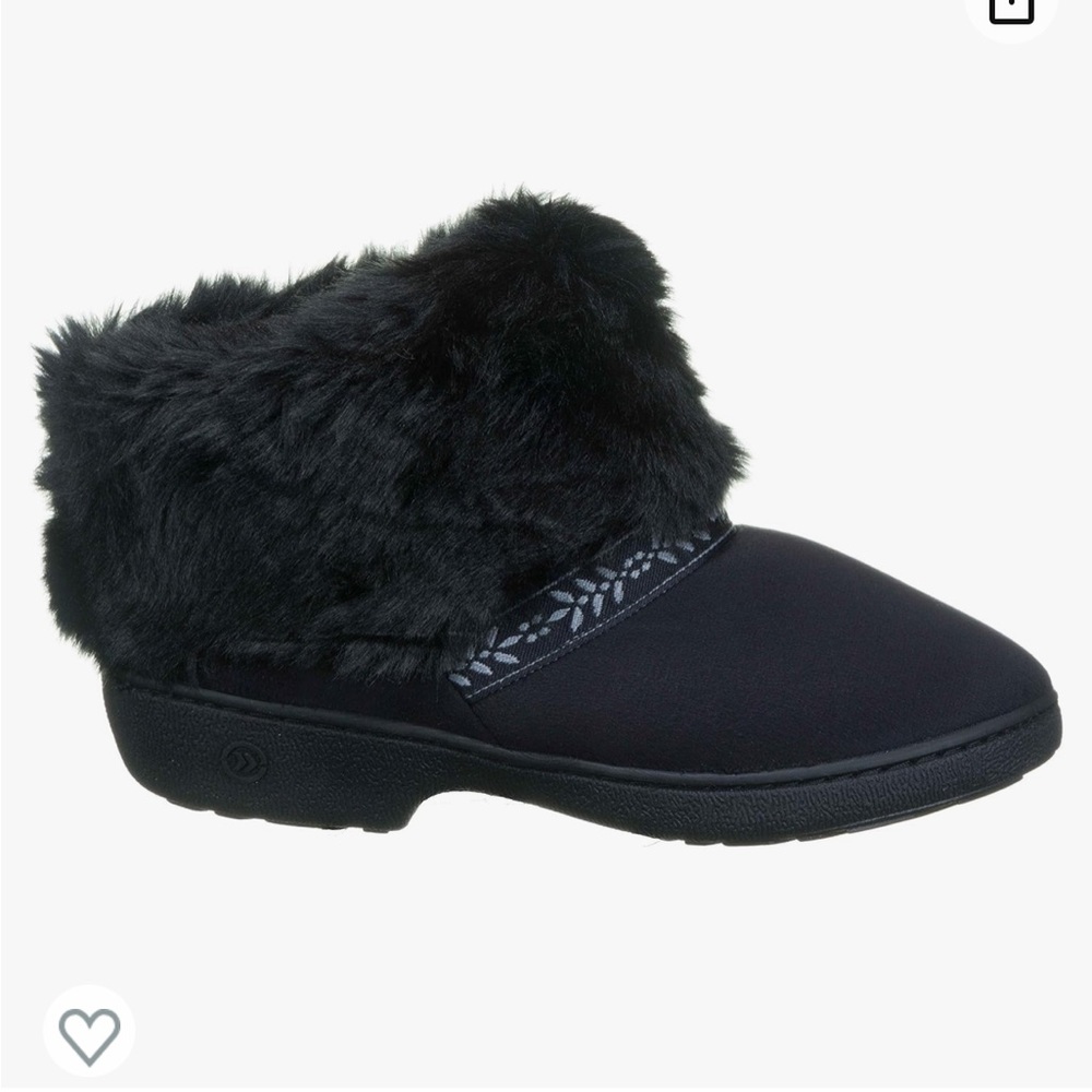 Isotoner Microsuede black Addie ankle Boot with faux fur
